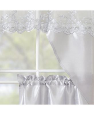 Polyester Bethany Embroidered 3 Piece Kitchen Curtains Tier & Swag Set