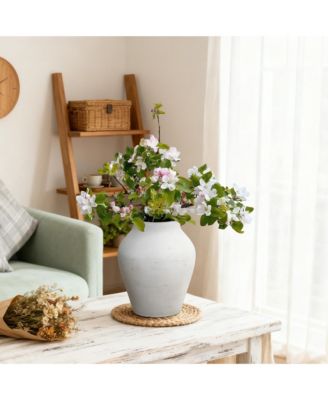 13.5" Floor Vase, Cement White Rustic Vases for Flowers, Large Vases for Decor Living Room, Decorative Flower Vase for Home Decor