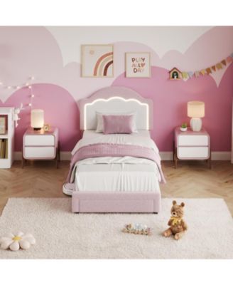 Twin Size Lambskin Soft Bag Princess Bed for Girls, Cozy Upholstered Mattress, Soft and Plush Design, Perfect for Bedroom, No Box Spring Needed