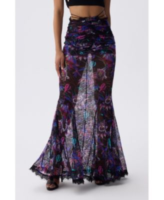 Women's Salvia Draped Floral Maxi Skirt