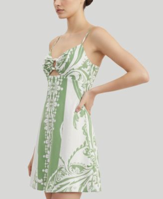 Juniors' O-Ring Printed Strappy Shift Dress