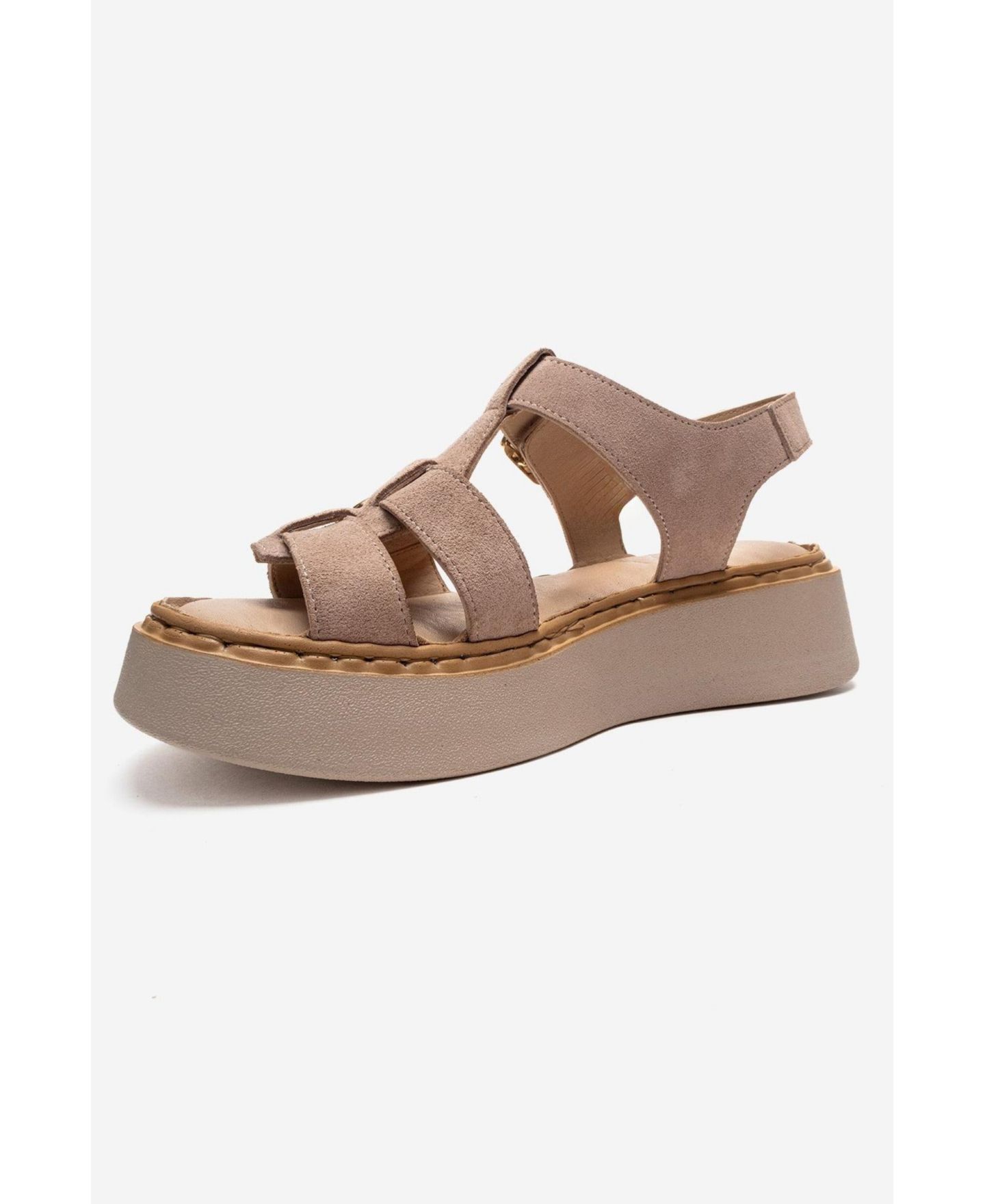 Женские сандалии Forever & Always Shoes Loin Leather Platform, цвет: Бежевый замшевый — фото 5