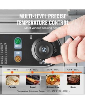 Commercial Electric Countertop Half Flat Top Griddle, Adjustable Temperature