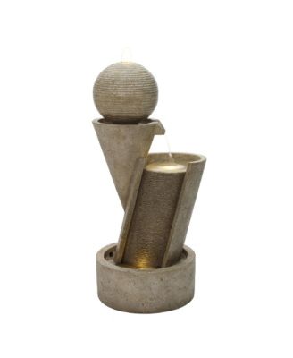 Lighted Patio Fountain, Resin Tiered Design for Backyard