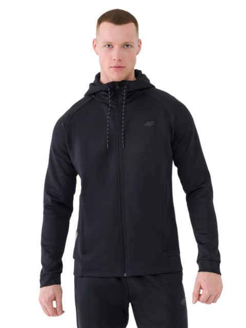 Мужской свитшот 4F Zipped Hooded Quick-Drying Training, цвет: Глубокий чёрный