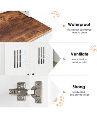 Double Cat Litter Box Enclosure – Hidden 2-Cat Furniture, Side Cabinet & Washroom