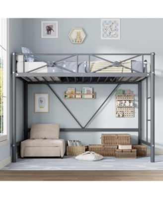 Twin Metal Loft Bed, Heavy-Duty Steel Frame with Safety Guardrails, Space-Saving Design for Kids Bedroom or Dorm