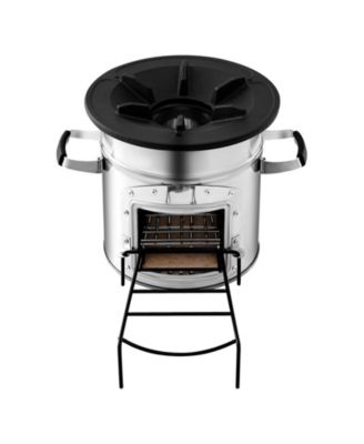 Portable Stainless Steel Camping Rocket Stove with Carry Bag Single Door