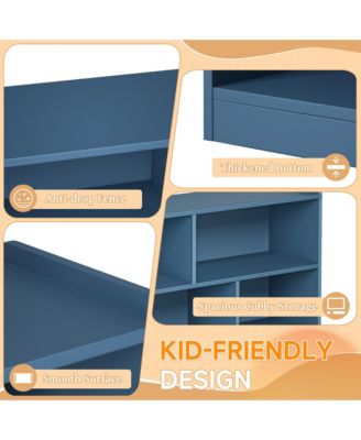 5 Cube Kids Bookcase - Wooden 2-Tier Storage Cabinet, Open Display Book Shelf for Nursery, School Classroom, Playroom