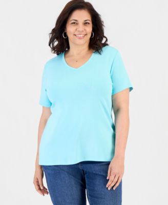 Plus Size Short-Sleeve V-Neck Top