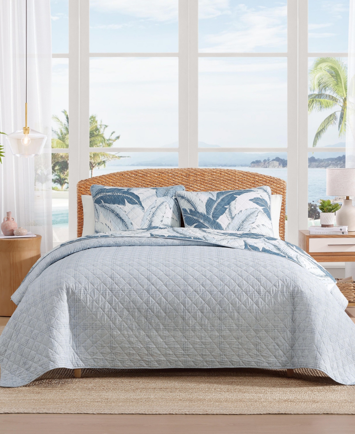 Tommy Bahama Home Vintage Palms Cotton Reversible 3-Pc. Quilt Set