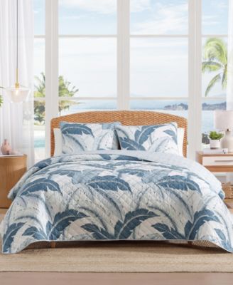 Vintage Palms Cotton Reversible 3-Pc. Quilt Set, King