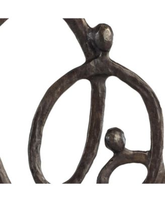 Family of 3 Heart Ring of Love Bronze Sculpture