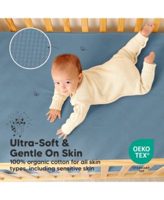 2-Pack Protect+ Waterproof Crib Mattress Protector Covers, Quin Quilted Cotton Baby Mattress Topper, Toddler Crib Sheets