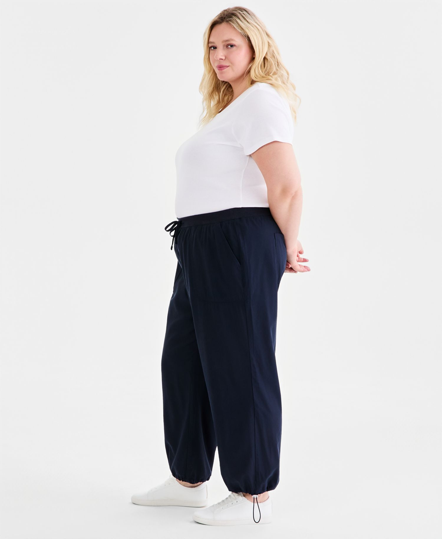 Plus Size Drapey Bungee Wide-Leg Pants