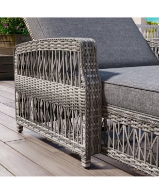 Outdoor Long Reclining Chaise Lounge with Armrests