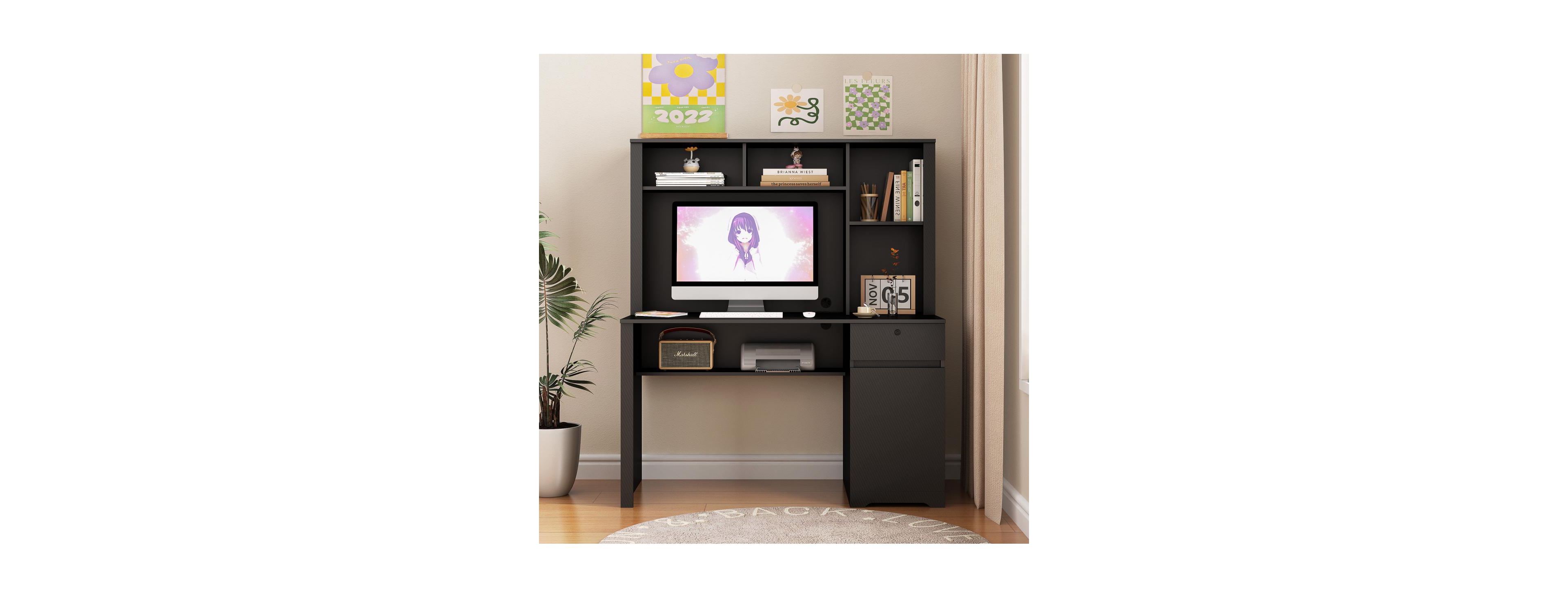 Streamdale Furniture Computer Desk with Hutch & Bookshelf, Wood Executive Desk for Home Office