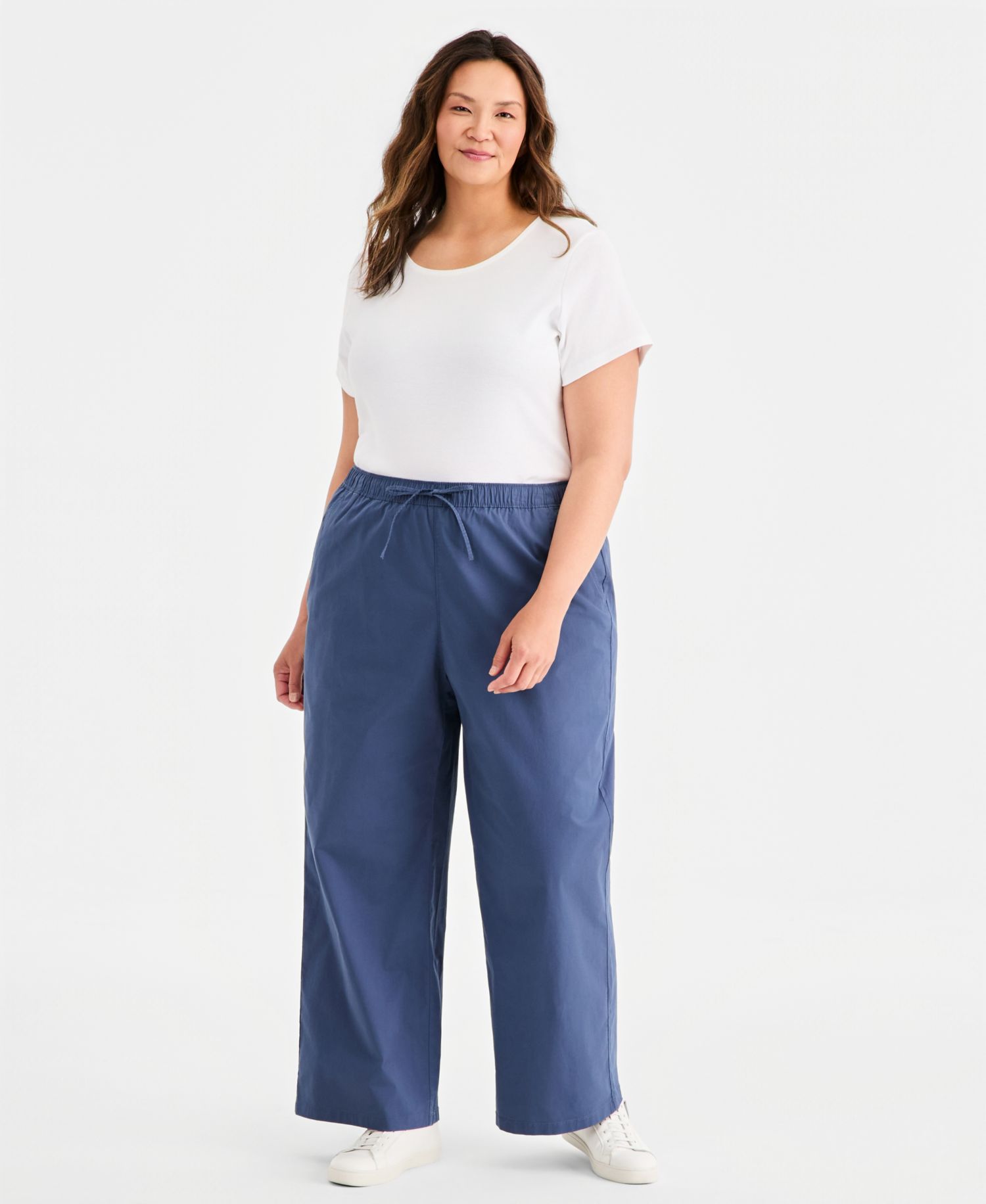 Plus Size Wide-Leg Pull-On Pants