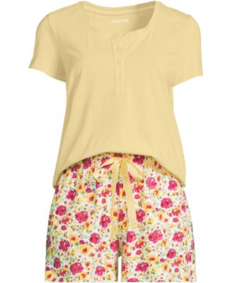 Plus Size Knit 2 Piece Pajama Set - Short Sleeve Top and Shorts