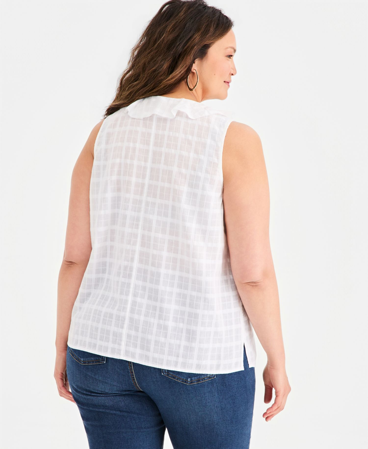 Petite Cotton Sleeveless V-Neck Top