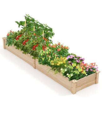 Wooden Raised Garden Bed with 2 Planter Boxes
