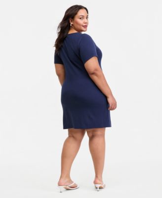 mini dress size 8 Maurices Plus Size Women's 24/7 Bare Henley Mini Dress Blue Size 2X
