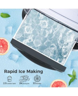 Countertop Ice Maker, 33 lbs/Day, 6-Min Cycle, Scoop and Basket
