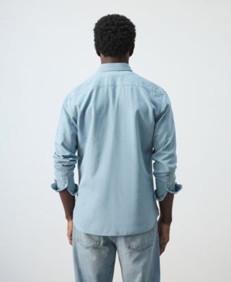 Men's Cotton-Linen Regular Fit Denim Shirt