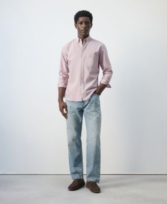 Men's Cotton Striped Regular-Fit Oxford Shirt