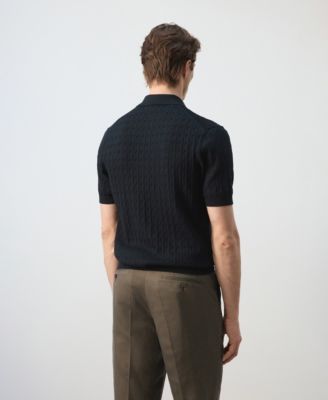 Men's Cotton Braided Knitted Polo Shirt