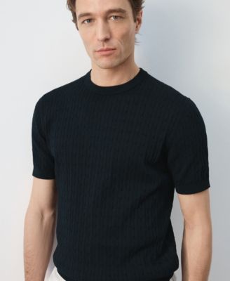 Men's Cotton Cable-Knit T-Shirt