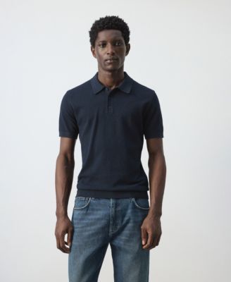 Men's Microstructure Fine-Knit Polo Shirt
