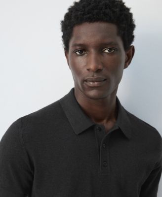 Men's Microstructure Fine-Knit Polo Shirt