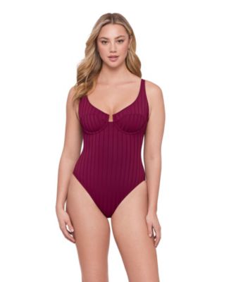 Women's Sculpting Wide Rib Scoop Neck Underwire One-Piece Swimsuit