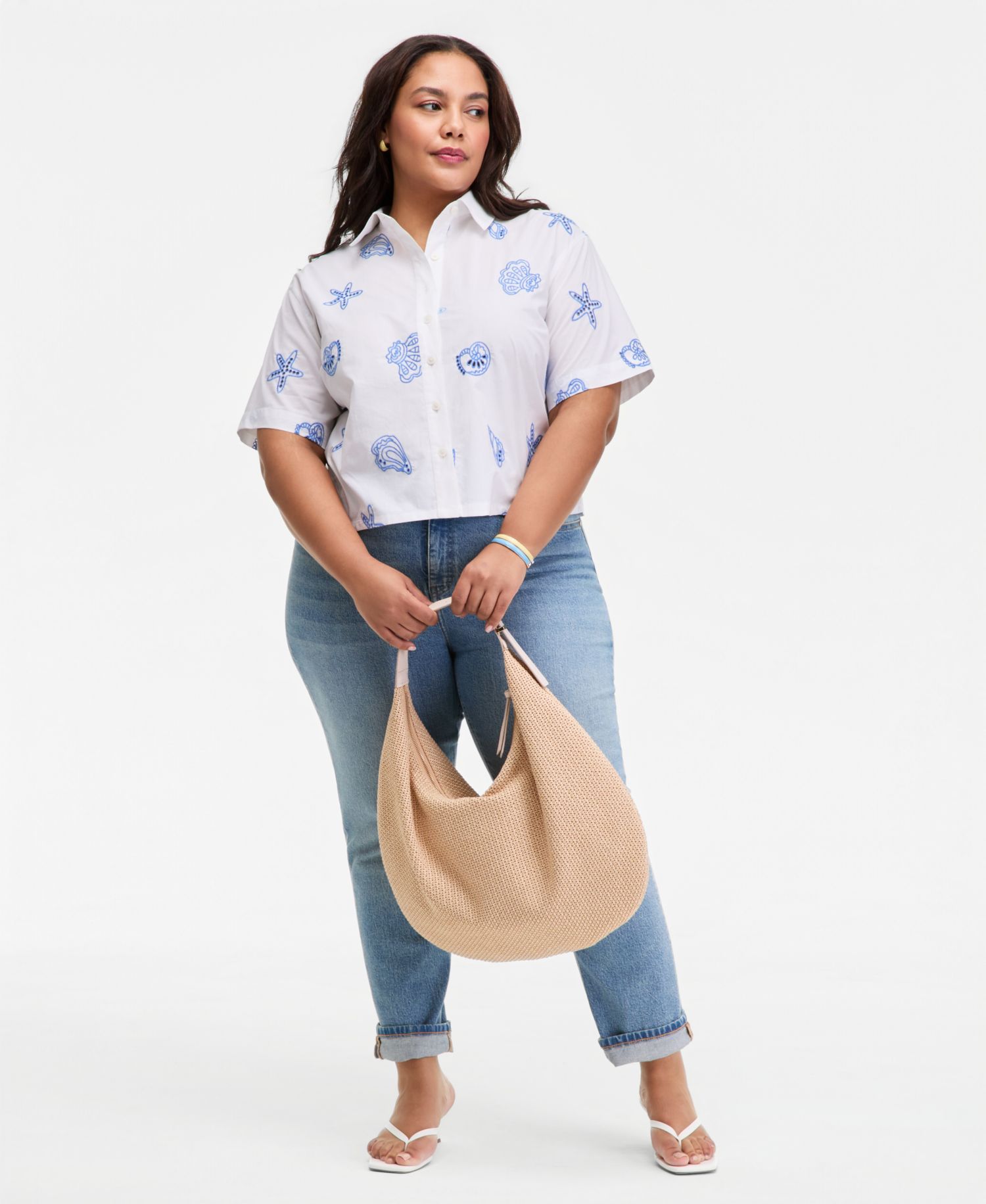 Trendy Plus Size Cotton Eyelet-Embroidered Blouse