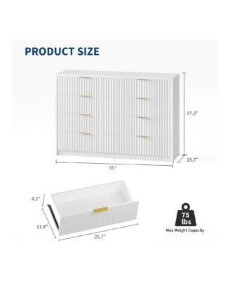 Modern 8-Drawer Dresser with Fluted Front