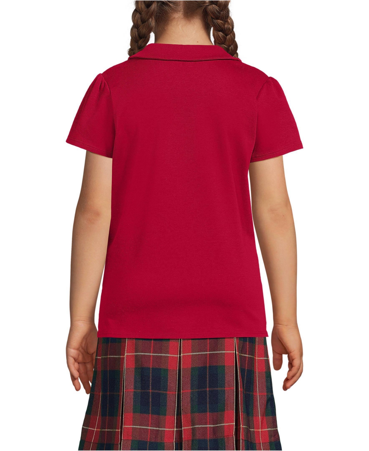 Lands' End Girls School Uniform Short Sleeve Peter Pan Collar Polo Shirt