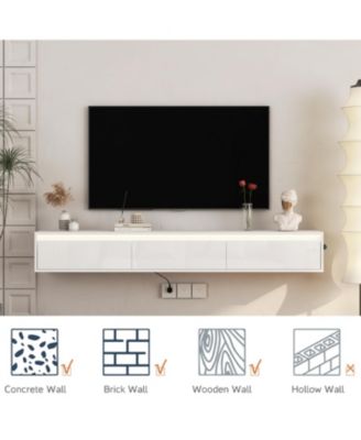 Floating TV Stand w/ LED & Power Outlet