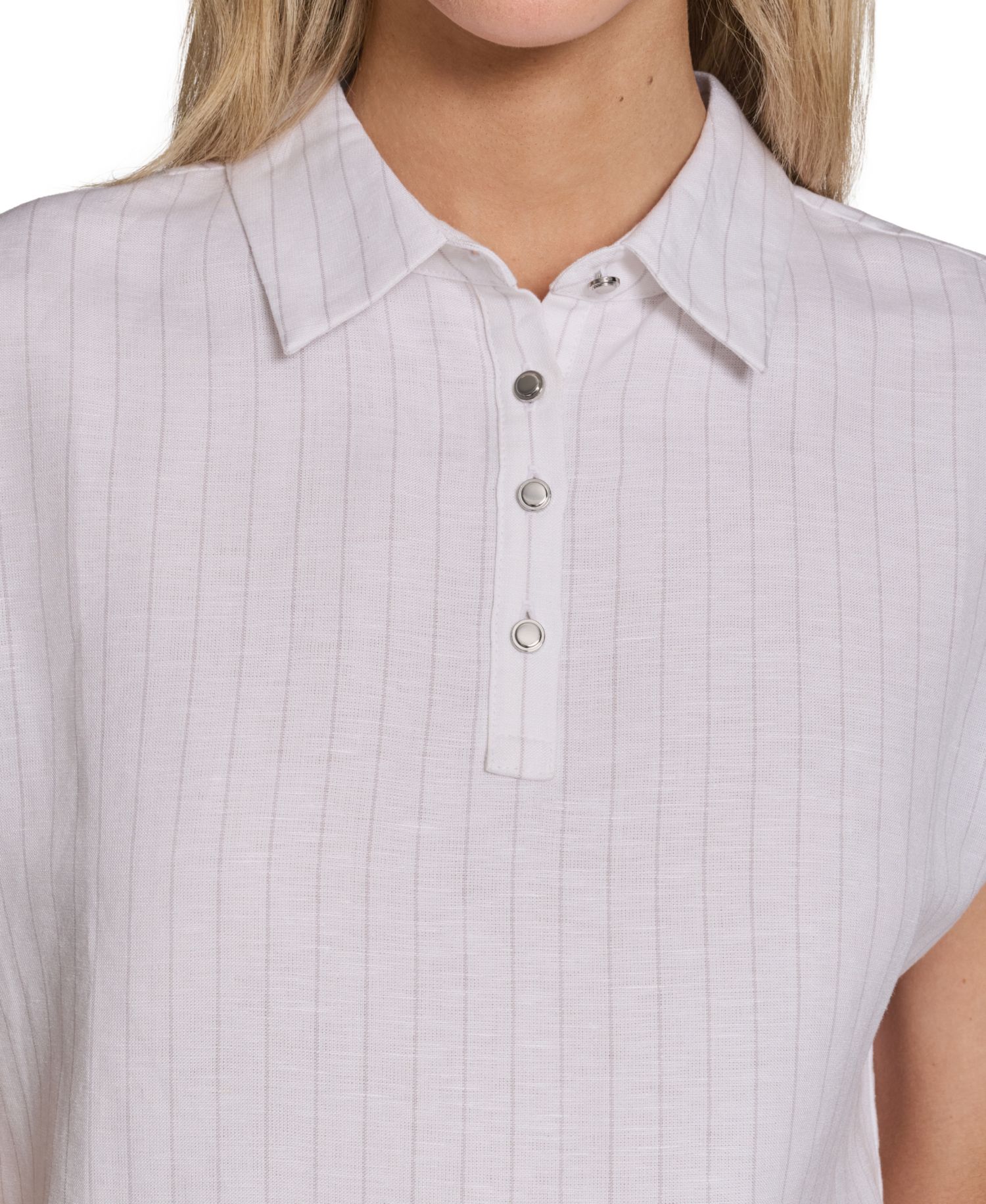 Petite Short-Sleeve Collared Top