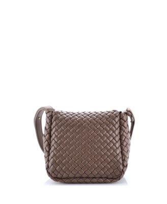 Mini Cobble Flap Shoulder Bag Padded Intrecciato Leather