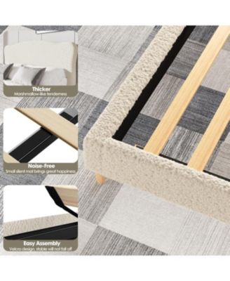 Upholstered Platform Bed Frame with Soft Rounded Headboard, Heavy-Duty Wooden Slats, Noise-Free, No Box Spring Needed