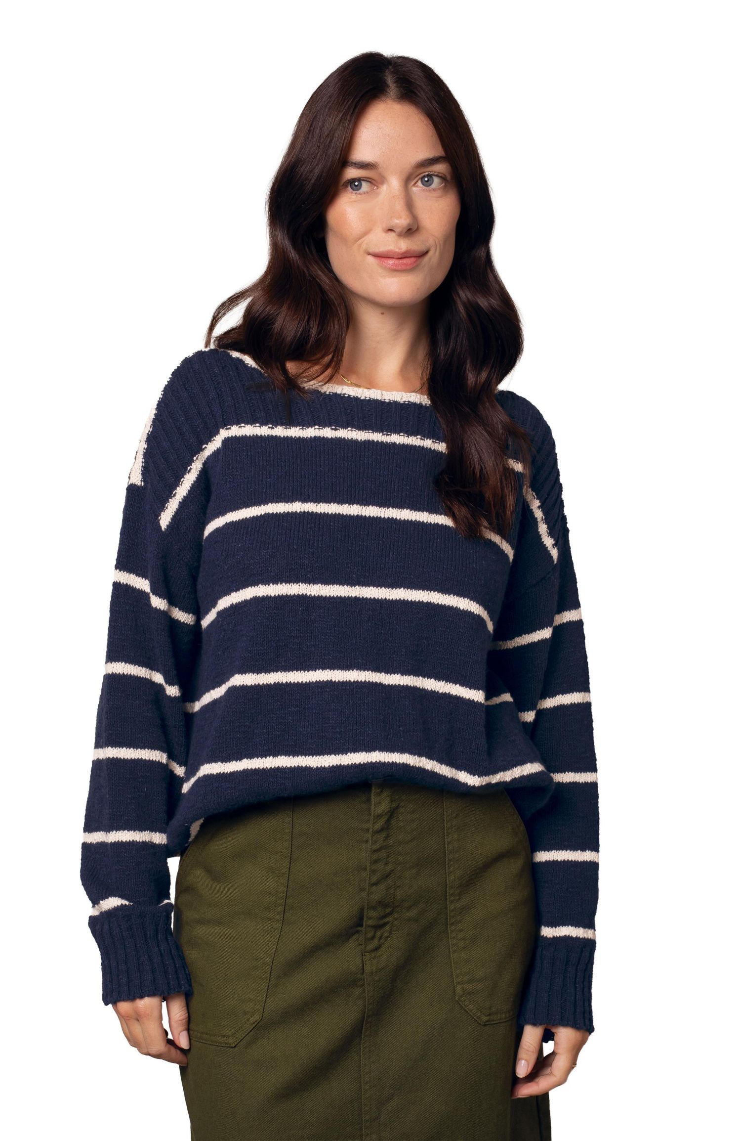 Women's Stripe Boat Neck Sweater