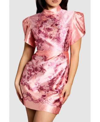 Women's Floral Tulip Sleeve Mini Dress
