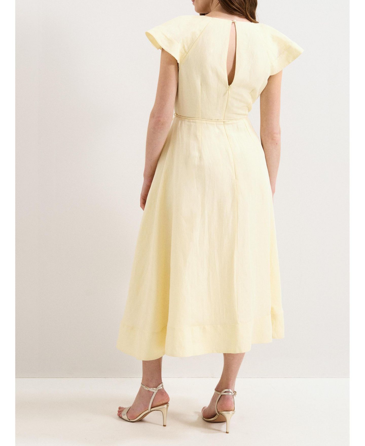 Женское платье Phase Eight Matilda Ruffle Linen Midi, цвет: Бледный жёлтый — фото 8