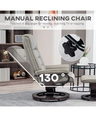 Swivel Recliner with Ottoman, Faux Leather Reclining Chair, Gray