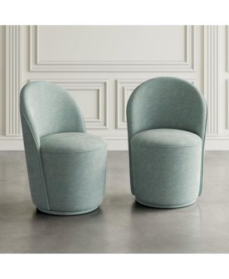 Landon Mid-Century Modern Upholstered Swivel Dining Chair (Set of 2