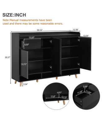 CASAINC 55" Adjustable Shelves & Beveled Handles Contemporary Shoe Storage Cabinet