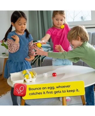 Dancing Eggs:  Active Kids Game for Ages 5+, Award-Winning Fast-Paced Party Games for Adults and Family with Bouncing Rubber Eggs and Dice