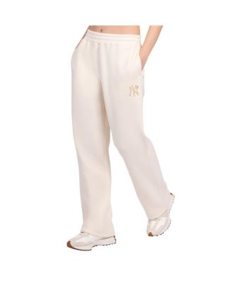 Women's Cream New York Yankees Pastel High Waisted Fleece Pants
