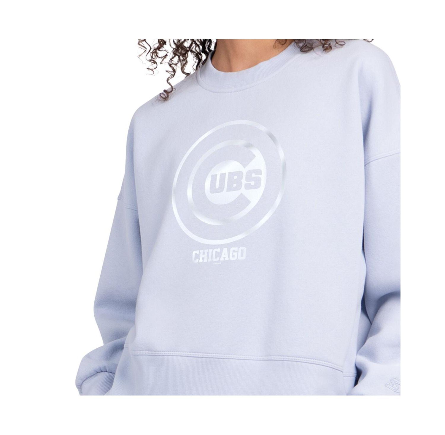 Women's Light Blue Chicago Cubs Pastels Boxy Fleece Sweatshirt
